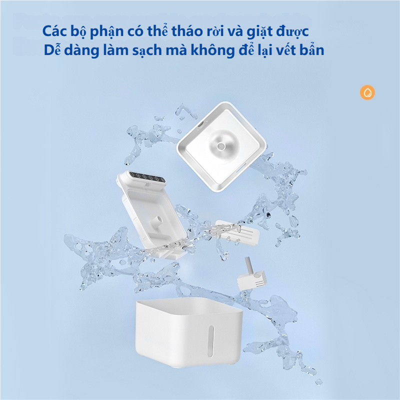 Máy lọc nước uống cho mèo, lọc thông minh tự động dung tích 3L，Bao gồm hộp lọc，Không cần phích cắm