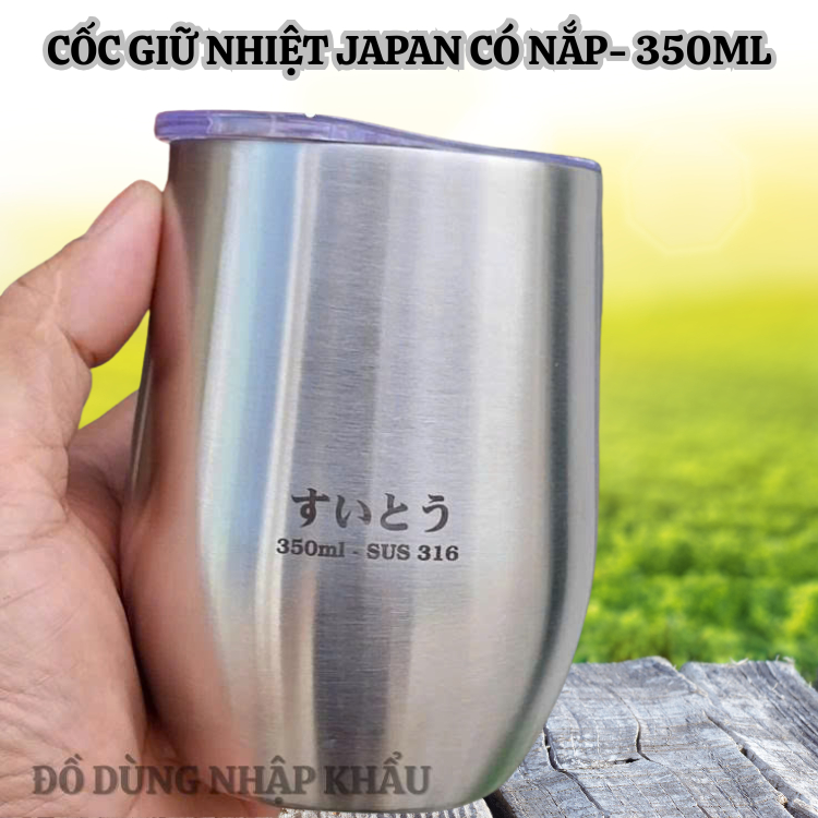 Ly giữ nhiệt KY-O JAPAN inox cao cấp hàng nhập bãi chưa qua sử dụng 350ml có nắp đậy
