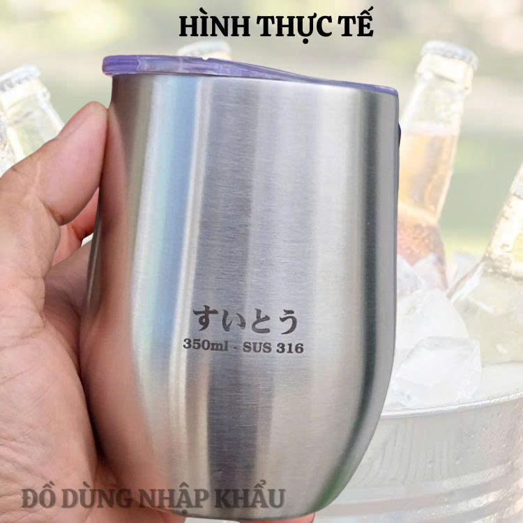 Ly giữ nhiệt KY-O JAPAN inox cao cấp hàng nhập bãi chưa qua sử dụng 350ml có nắp đậy