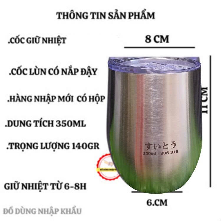 Ly giữ nhiệt KY-O JAPAN inox cao cấp hàng nhập bãi chưa qua sử dụng 350ml có nắp đậy