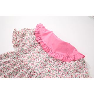 [Tặng Kèm Túi] Váy Cho Bé Gái, Váy Thiết Kế Cổ Bèo Họa Tiết Hoa Nhí Chất Liệu Cotton Mềm Mại