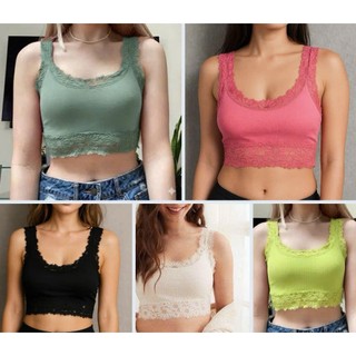 (Nhiều màu) Áo bra/áo lót ren viền vải gân không gọng không đệm mút hàng VNXK hãng AERIE