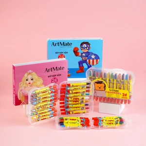 Bút Sáp Vặn Màu Hữu Cơ ARTMATE 12-24 Màu Đậm Mịn Không Dễ Gãy, Không Bẩn Tay, Có Khay Đựng Tiện Lợi AM-TC301/302/303