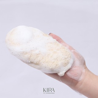 Miếng tắm tẩy da chết bằng xơ mướp tự nhiên hình bầu dục kích thước 12x8cm giúp làm sạch tế bào chết, massage chăm sóc d