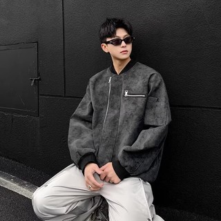 Áo Khoác Da Loang Bomber Nam Nữ Hàn Quốc form rộng, Áo da lộn cao cấp giữ ấm mùa đông Streetwear unisex Avocado