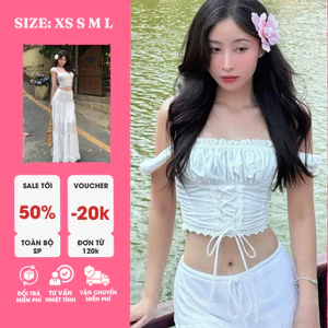 Sét Bộ Maxi Thời Trang Áo Đan Dây – Dịu Dàng, Nữ Tính, Tôn Dáng