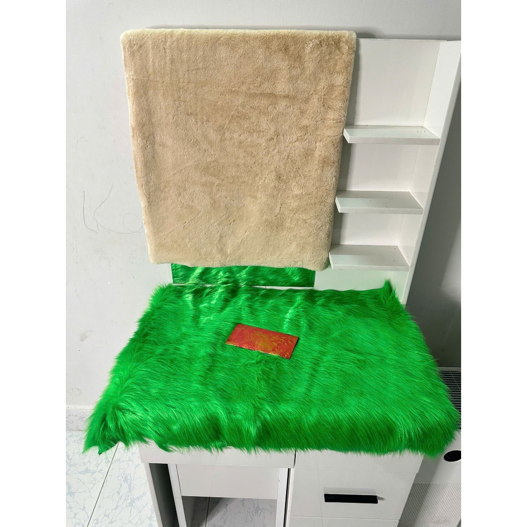 Thảm lông trải bàn trang điểm , thảm lông trải kệ tủ , thảm lông chụp hình màu xanh lá lông dài 5cm