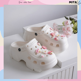 Dép nữ, dép sục Mita đế cao 6cm Lucky kèm 12 charm Vườn hoa kiểu sandal quai hậu CS-211