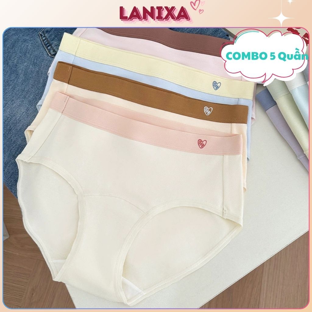 SET 5 Quần lót cotton nữ cao cấp co giãn thoải mái - CB3 Quần lót nữ cạp vừa tôn dáng LANIXA L183