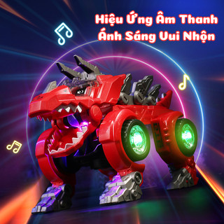 Đồ Chơi Xe Ô Tô Biến Hình Khủng Long 2IN1 Có Đèn Nhạc Vui Nhộn Tự Động Biến Hình Và Chuyển Hướng Khi Va Chạm-Quà Tặng Bé