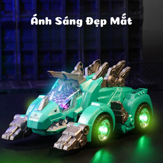 Đồ Chơi Xe Ô Tô Biến Hình Khủng Long 2IN1 Có Đèn Nhạc Vui Nhộn Tự Động Biến Hình Và Chuyển Hướng Khi Va Chạm-Quà Tặng Bé