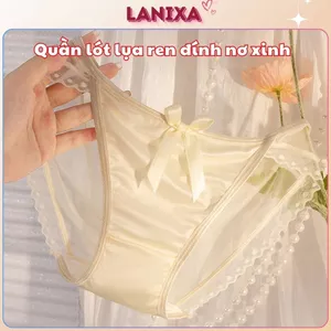 Quần lót nữ ren lưới cao cấp phối lụa satin kiểu dáng gợi cảm quyến rũ đính nơ xinh xắn LANIXA L8836