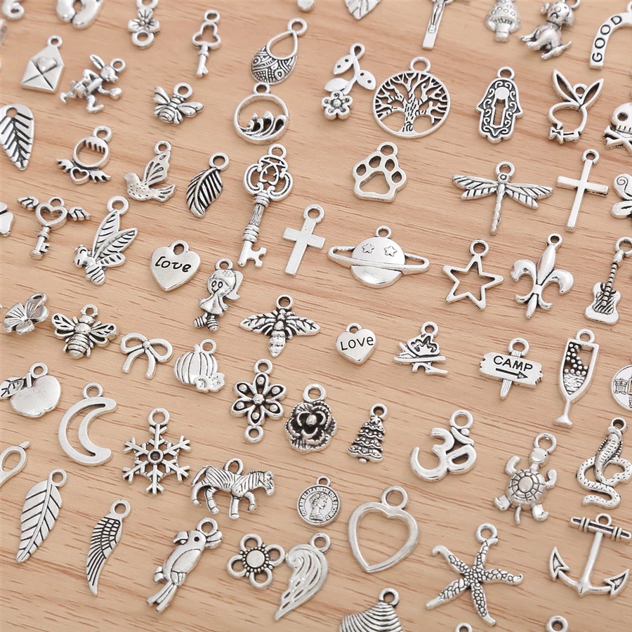 Set 25 Mặt Vòng cổ/Vòng Tay/Charm Mạ Bạc