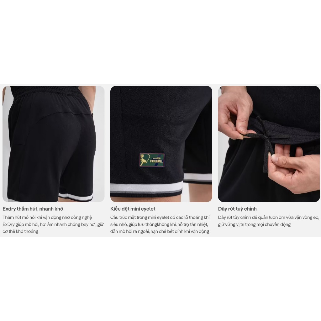 [TẶNG GEL CHỐNG NẮNG]Set đồ bộ thể thao nam Pickleball Áo thun cổ tròn Quần short Essentials thấm hút tốt Coolmate