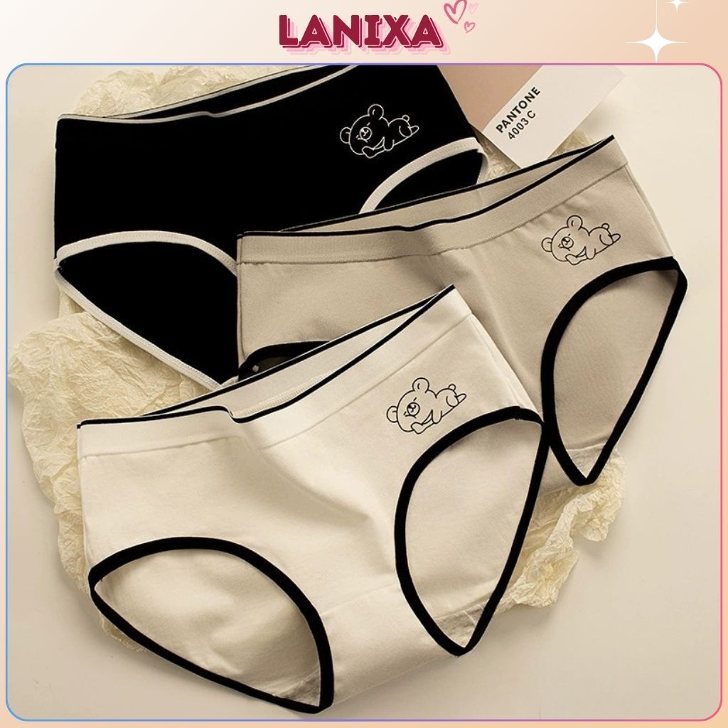 Quần lót nữ cotton đáy may 2 lớp chắc chắn thoáng khí khử mùi họa tiết cute dễ thương LANIXA L903