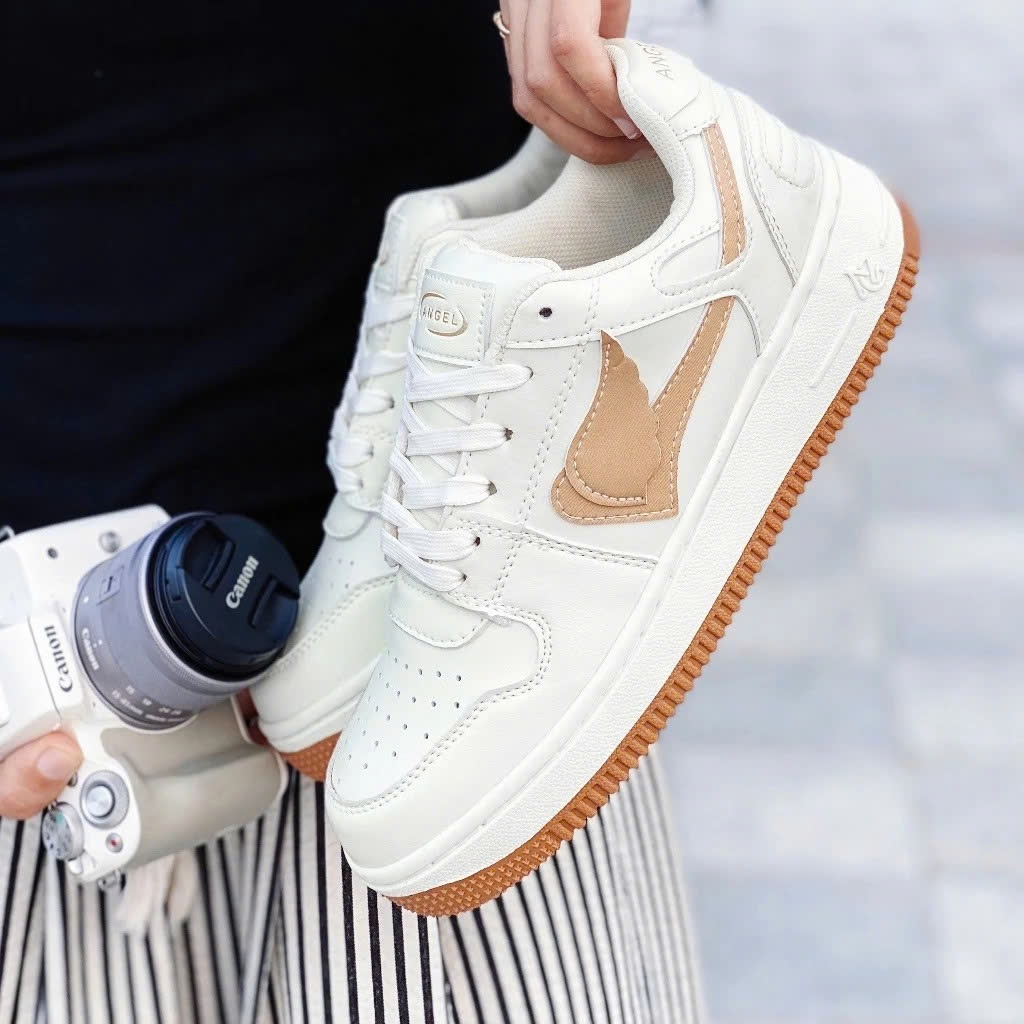 Giày Thể Thao Angel Nam Nữ, Giày Sneaker AG Eyes Kem Cổ Thấp Dễ Phố Đồ Full Box Bill Phụ Kiện - AG02