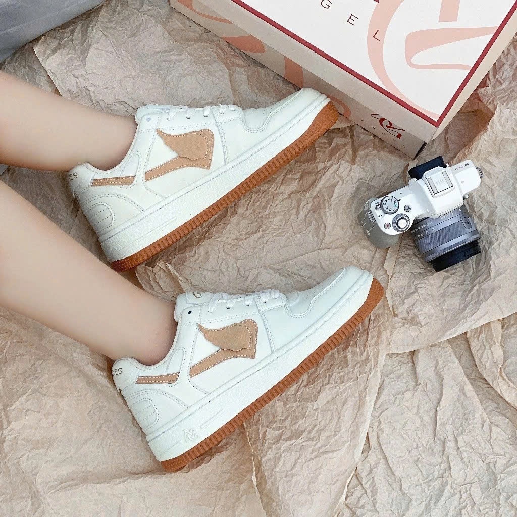 Giày Thể Thao Angel Nam Nữ, Giày Sneaker AG Eyes Kem Cổ Thấp Dễ Phố Đồ Full Box Bill Phụ Kiện - AG02