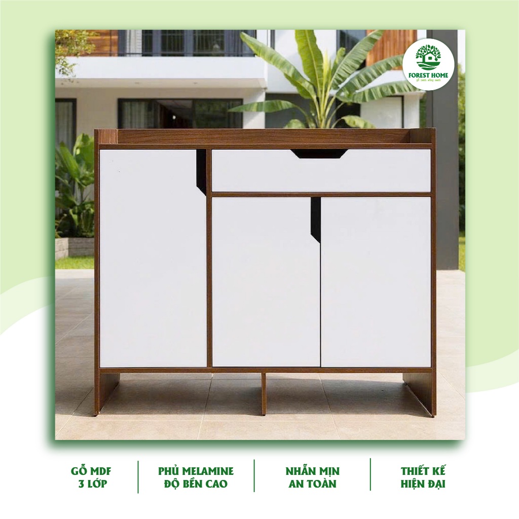 Tủ Giày Cửa Khuyết Nhiều Ngăn FOREST HOME Tủ Đựng Giày Dép Gỗ MDF cao cấp chống nước chống xước bền đẹp