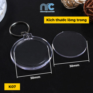 50 Phôi móc khoá, Phôi móc khoá trong suốt 2 mặt - Đa dạng kích thước (Không in nội dung)