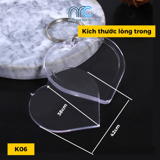 50 Phôi móc khoá, Phôi móc khoá trong suốt 2 mặt - Đa dạng kích thước (Không in nội dung)