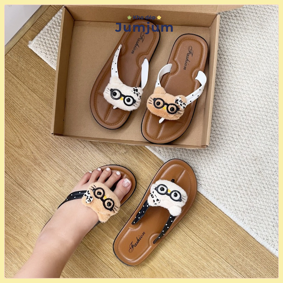 Dép xỏ ngón Shirley Rose, Kitty đế mềm êm chân đúc dày 1.5cm chống trượt thời trang kháng nước phong cách Hàn | JJKEP14