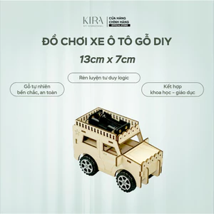 Đồ chơi xe ô tô gỗ DIY lắp ráp chạy pin – Mô hình xe jeep khoa học thực hành cho học sinh 7-14 tuổi