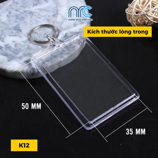 50 Phôi móc khoá, Phôi móc khoá trong suốt 2 mặt - Đa dạng kích thước (Không in nội dung)