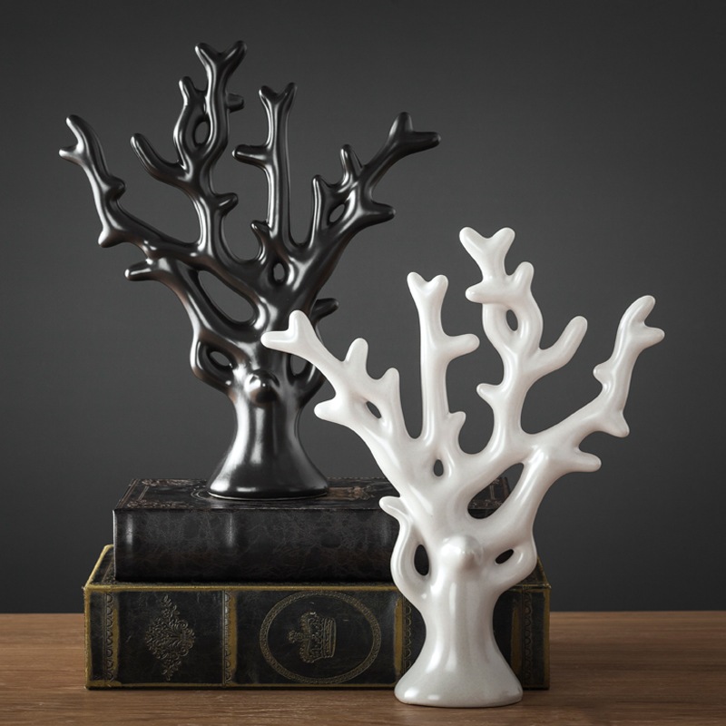 Tượng các mẫu sứ đen trắng decor nhà cửa