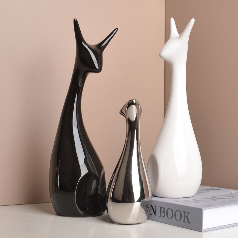 Tượng các mẫu sứ đen trắng decor nhà cửa