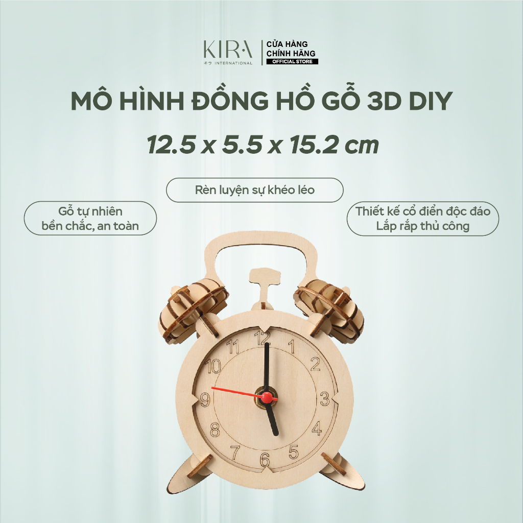 Mô hình đồng hồ gỗ 3D DIY – Đồ chơi lắp ghép sáng tạo, thí nghiệm khoa học cho học sinh