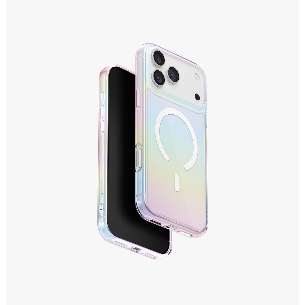 Ốp UNIQ Iridescia Holographic Viền Dẻo Chống Sốc Tích Hợp Sạc Không Dây Chính Hãng 17 Pro Max