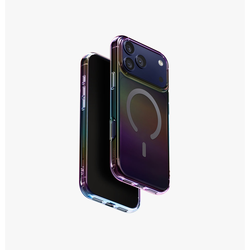Ốp UNIQ Iridescia Holographic Viền Dẻo Chống Sốc Tích Hợp Sạc Không Dây Chính Hãng 17 Pro Max