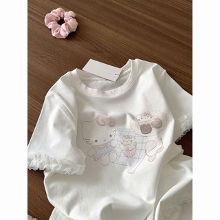 Áo babytee dành cho nữ phối ren tay ren gấu chất liệu mềm mại và thoải mái mix đồ cực xinh