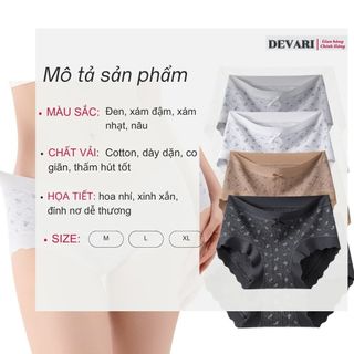 Quần lót nữ cao cấp cotton dày dặn viền su bèo đính nơ dễ thương cạo vừa tôn dáng sexy DEVARI L758