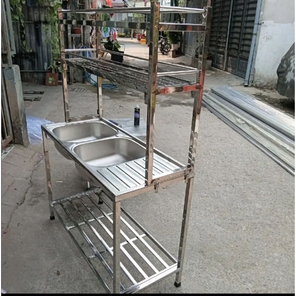 Bồn rửa chén lắp ráp inox 201 KT 1m6*45*105cm | Shopee Việt Nam