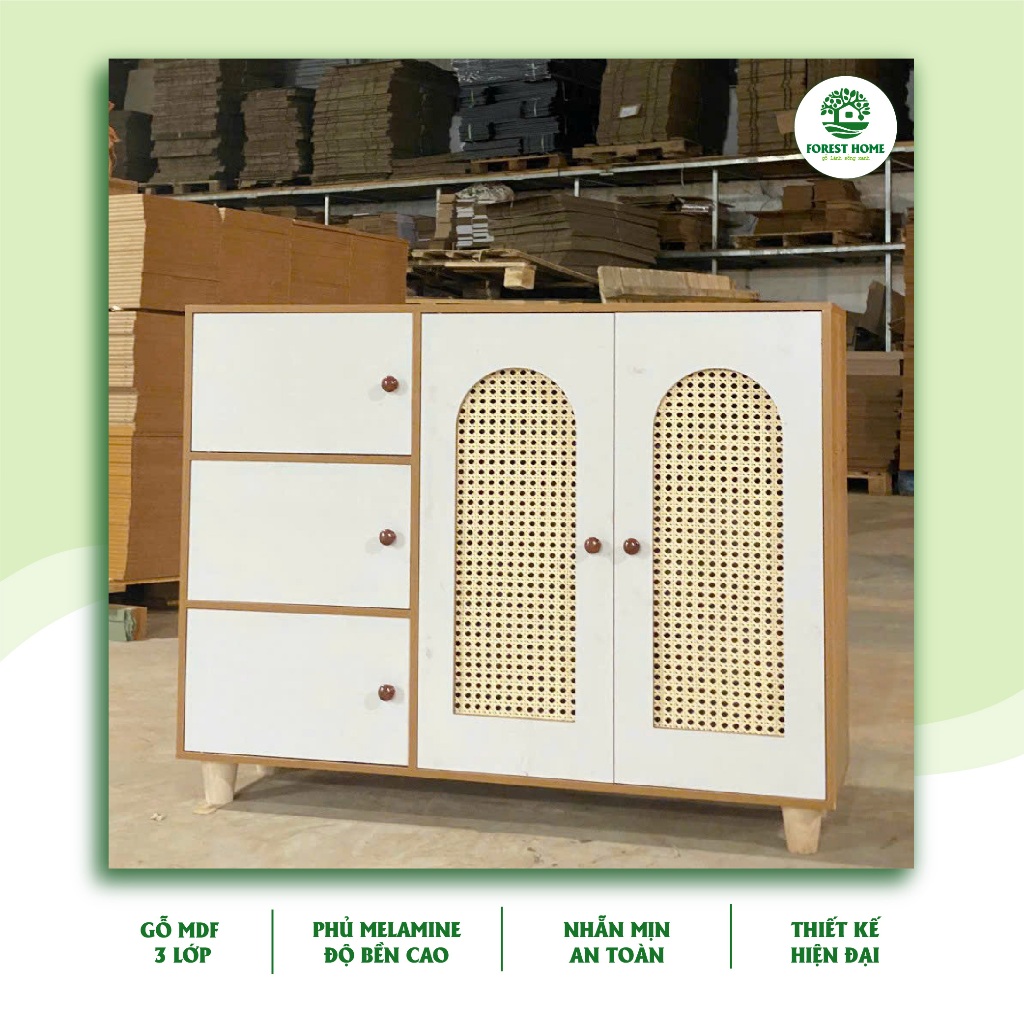 Tủ giày gỗ FOREST HOME ,TỦ GIÀY 5 CÁNH MÂY nhiều ngăn đa năng tiện lợi gỗ MDF phủ Mine cao cấp