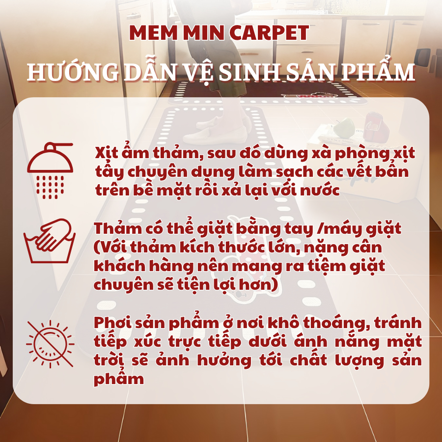 (TH113) Thảm Bếp Silicon MemMinCarpet Siêu Thấm Nước, Chống Trượt Kích Thước 40x60cm và 40x120cm