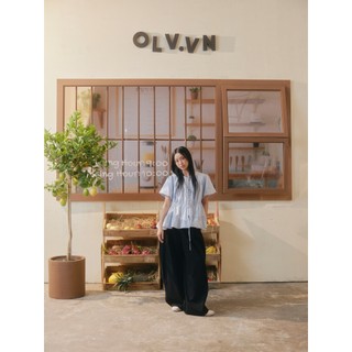 Quần OLV ống rộng trẻ trung năng động Kaki Denim Wide Leg Pants nhiều màu phù hợp đi học đi chơi