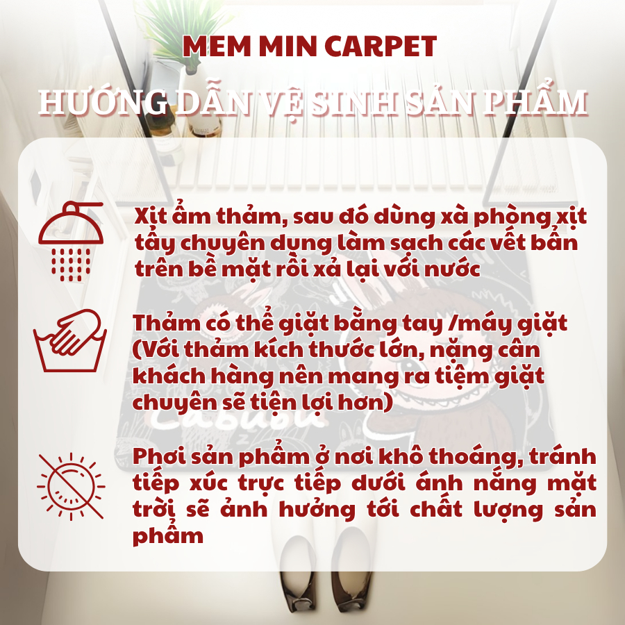 (TH119) Thảm Chùi Chân Silicon MemMinCarpet Siêu Thấm Nước, Mềm, Êm, Chống Trượt