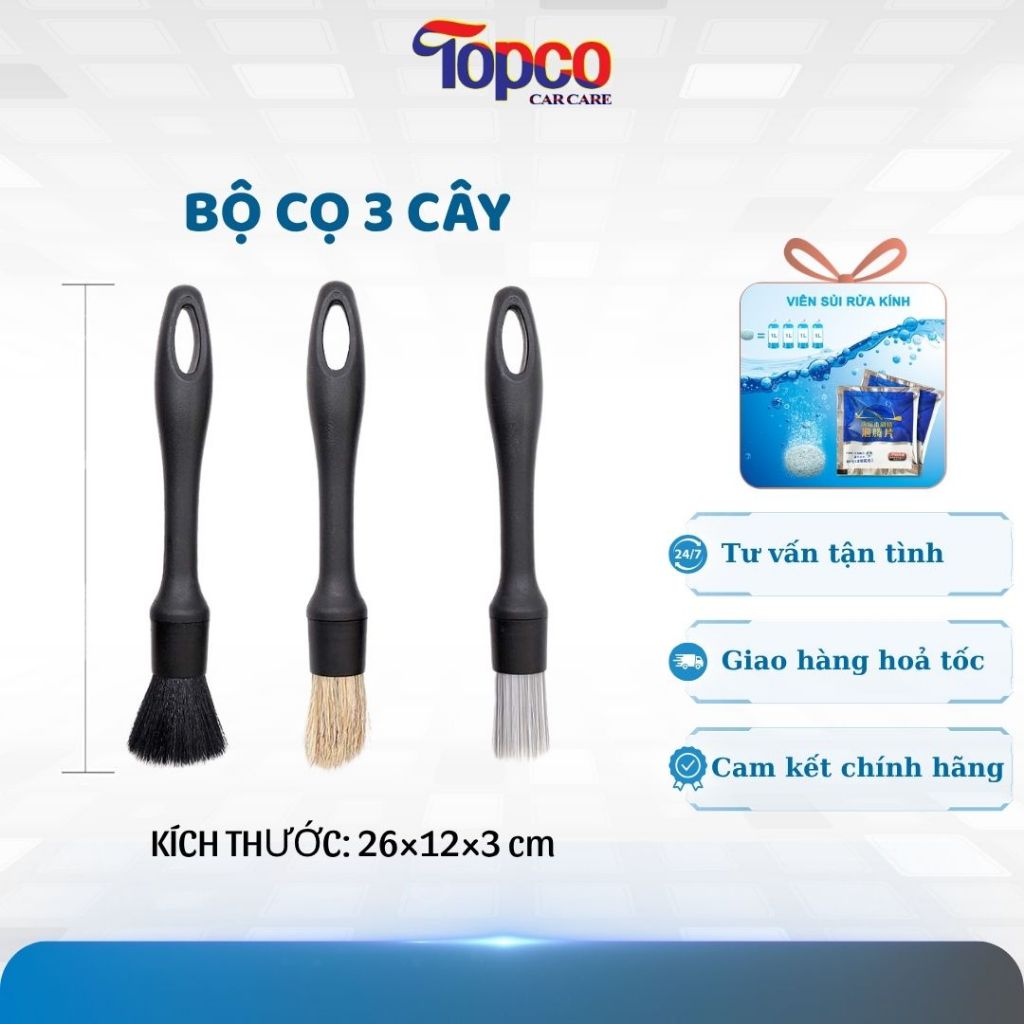 Bộ 3 Cọ Rửa Xe Cao Cấp Cọ Detailing Làm Sạch Khe Kẽ, Lazang, Taplo ...