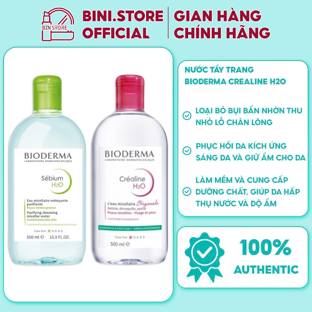 Nước Tẩy Trang Bioderma Crealine H2O,Tẩy Trang Bio Quốc Dân Dành Cho Mọi Loại Da 500ml