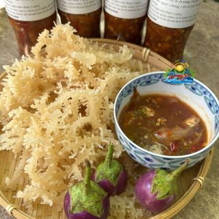 Combo 1kg rong sụn một nắng+1 chai mắm nêm, rong sụn sợi to, mắm nêm nguyên con