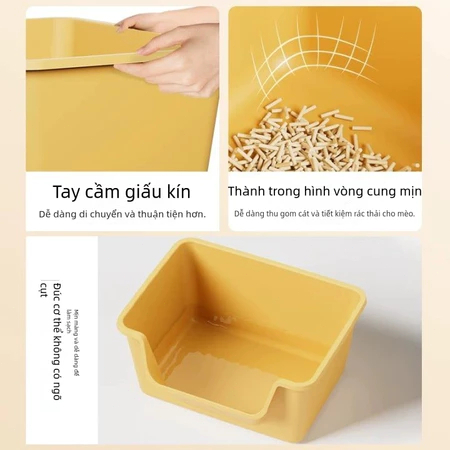 Khay Vệ Sinh Mèo,Thùng Cát Mèo Mẫu Mới Siêu To Khổng Lồ Dành Cho Mèo Tớig Tặng Kèm Xẻng Xúc