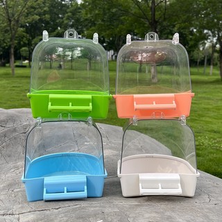 Bồn Tắm Cho Chim Nhựa PVC Gắn Ngoài Lồng Có Mái Che Cho Vẹt Chào Mào Yến Phụng Họa Mi