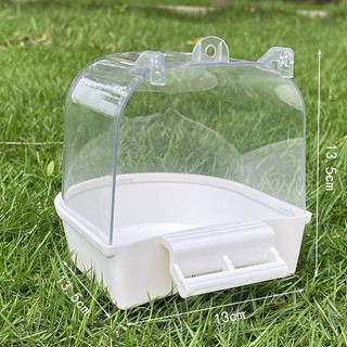 Bồn Tắm Cho Chim Nhựa PVC Gắn Ngoài Lồng Có Mái Che Cho Vẹt Chào Mào Yến Phụng Họa Mi