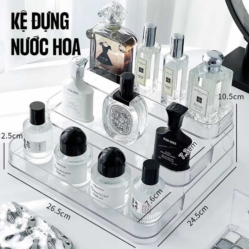 Kaleis Khay Đựng Mỹ Phẩm 3 Tầng Cao Cấp – Kệ Trang Điểm, Nước Hoa & Đồ Skincare Gọn Gàng, Tiện Lợi
