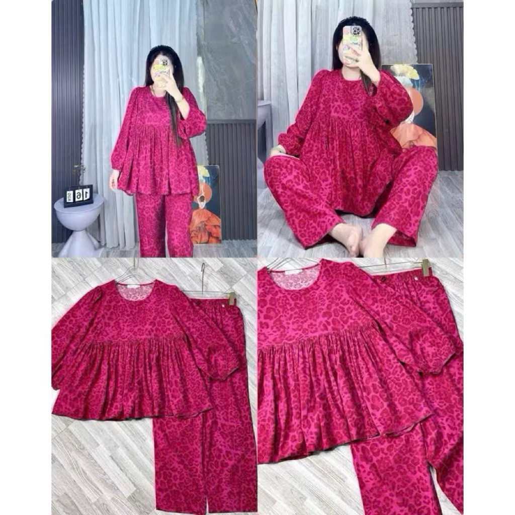 L888- ĐỒ BỘ NỮ, SÉT BỘ TOLE DÀI FORM DÁNG BABYDOLL TAY DÀI XINH XẮN (40-65kg)
