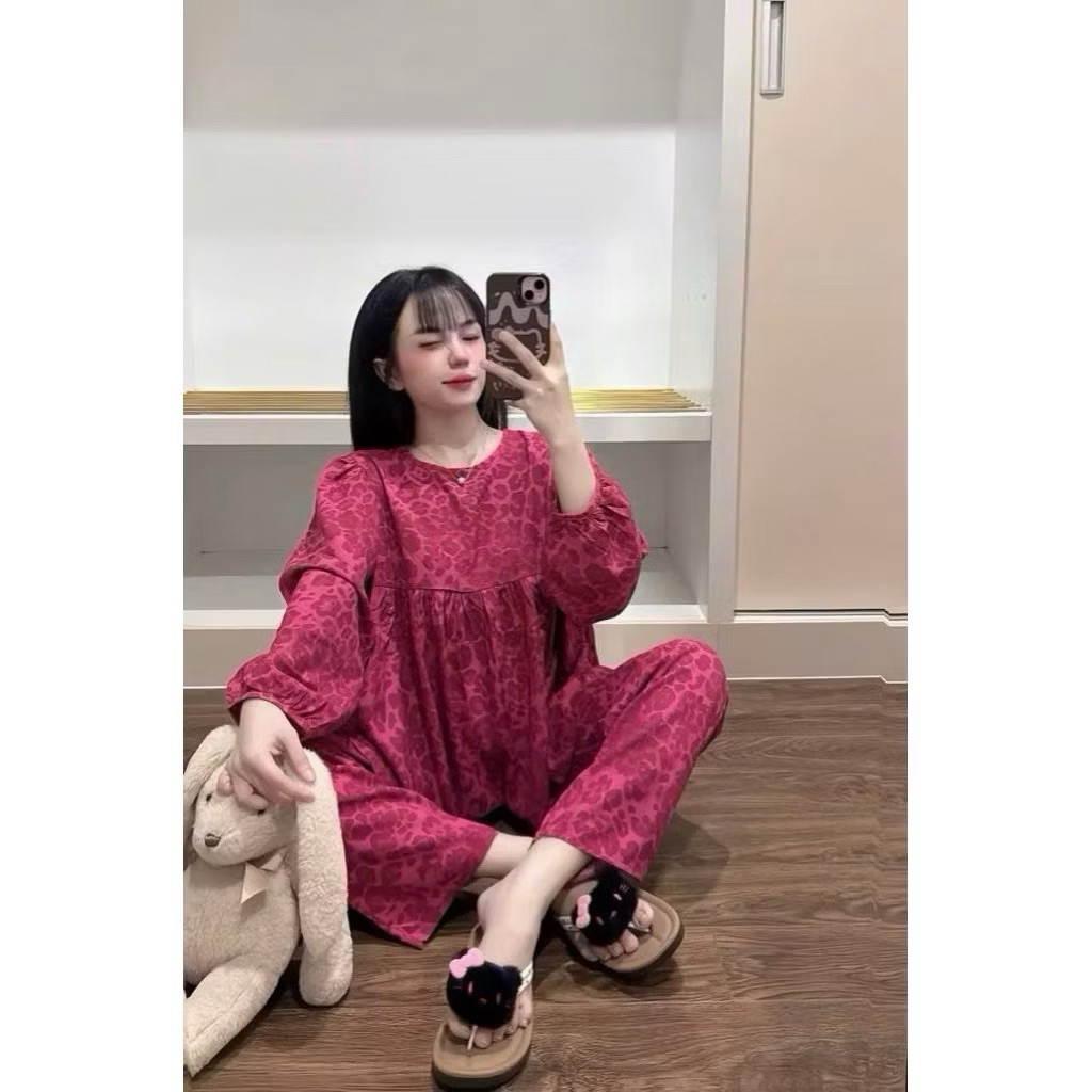 L888- ĐỒ BỘ NỮ, SÉT BỘ TOLE DÀI FORM DÁNG BABYDOLL TAY DÀI XINH XẮN (40-65kg)