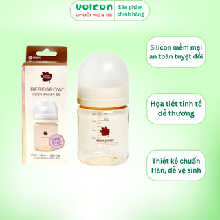 Bình sữa & Núm ti Greenfinger Bebegrow – Thiết kế Hàn Quốc | Silicon mềm mại | Họa tiết đáng yêu