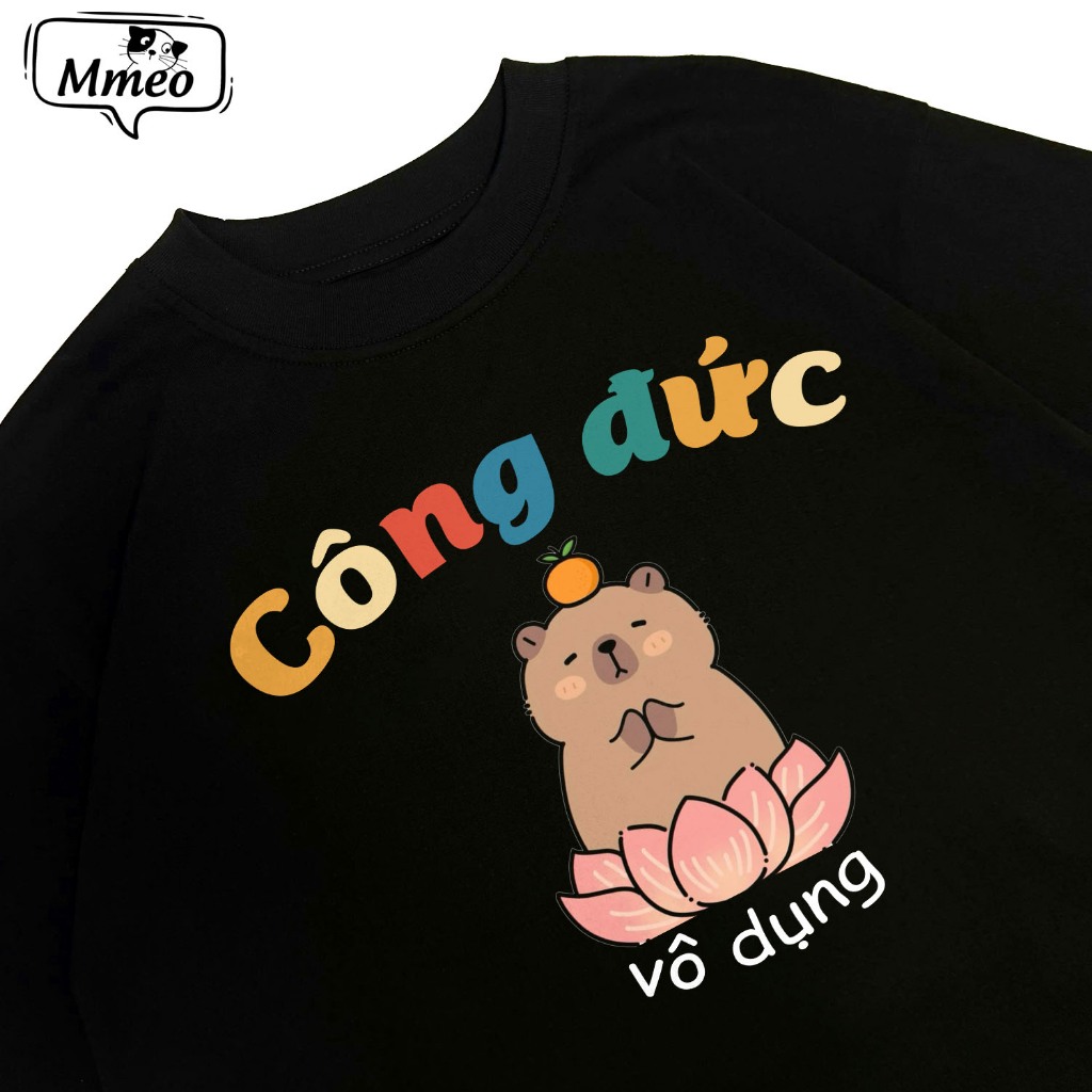 Áo Thun Hài Hước Công Đức Vô Vụng, Câu Nói Text Văn Phòng Công Sở, Form Rộng Nam Nữ Cotton 250gsm In Theo Yêu Cầu